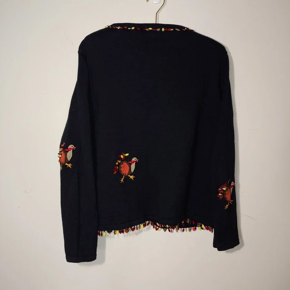 Bellepointe Vintage Embroidered Button Up Cardigan Size XL Black